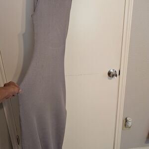 Elegant Ribbed Sleeveless Dress - Dark Beige